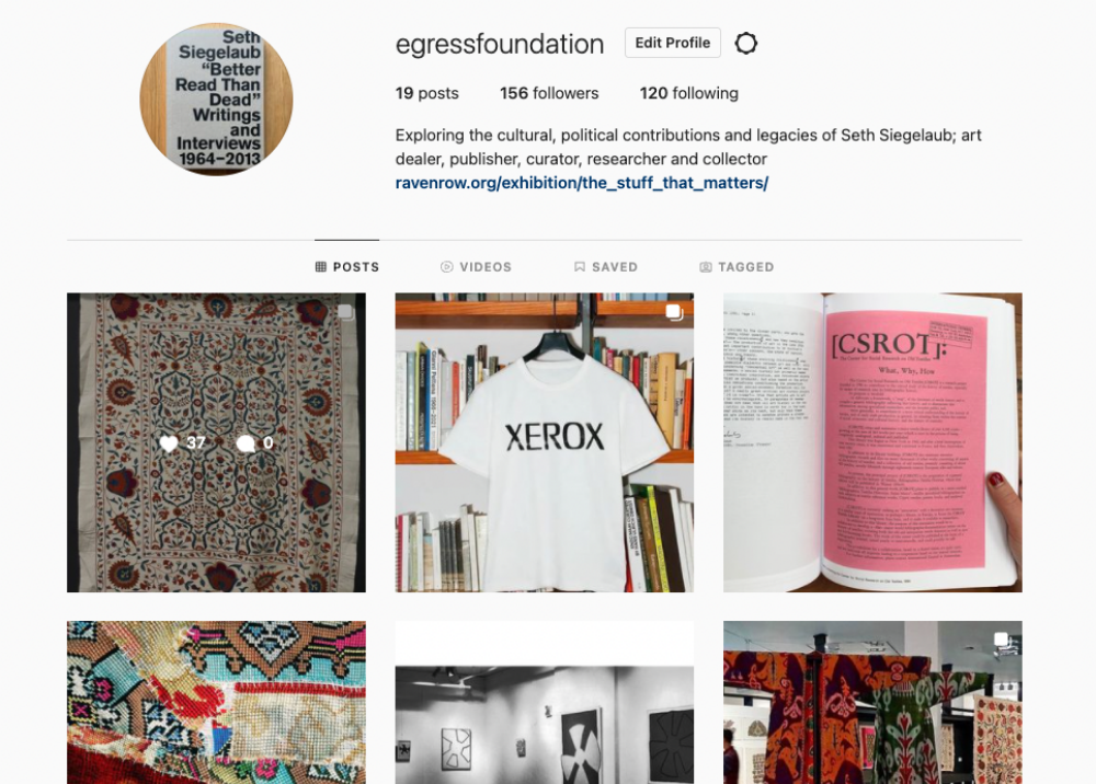 Seth Siegelaub and Egress Foundation on Instagram