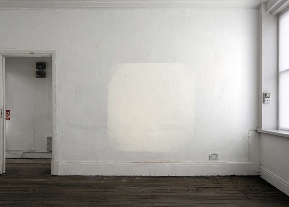 Installation views of ‘daylight light piece 1 ’69’ (1969) in Barry Flanagan Light pieces and other works at &Model, Leeds, 2014